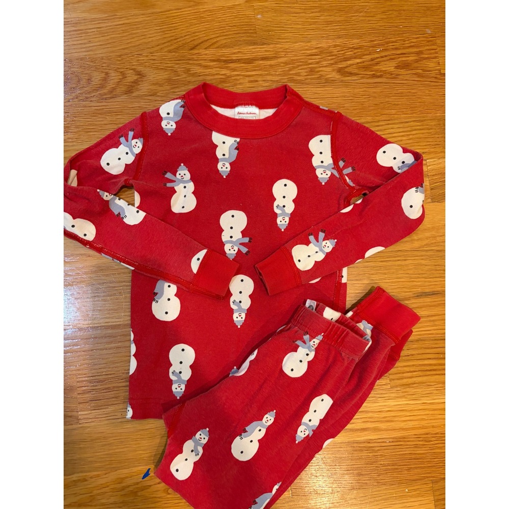 Hanna Andersson Red Snowman Organic Cotton Pajama Set Kids Size 110 US 5 59852